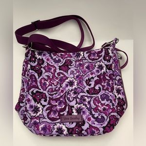 Vera Bradley Carson Mini Hobo Crossbody Bag in Lilac Paisley EUC